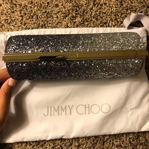 Jimmy Choo Silver Sparkly Clutch